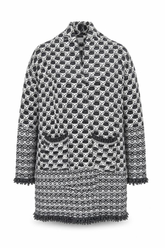 Savida Women's Black & White Chunky Knit Cardigan M