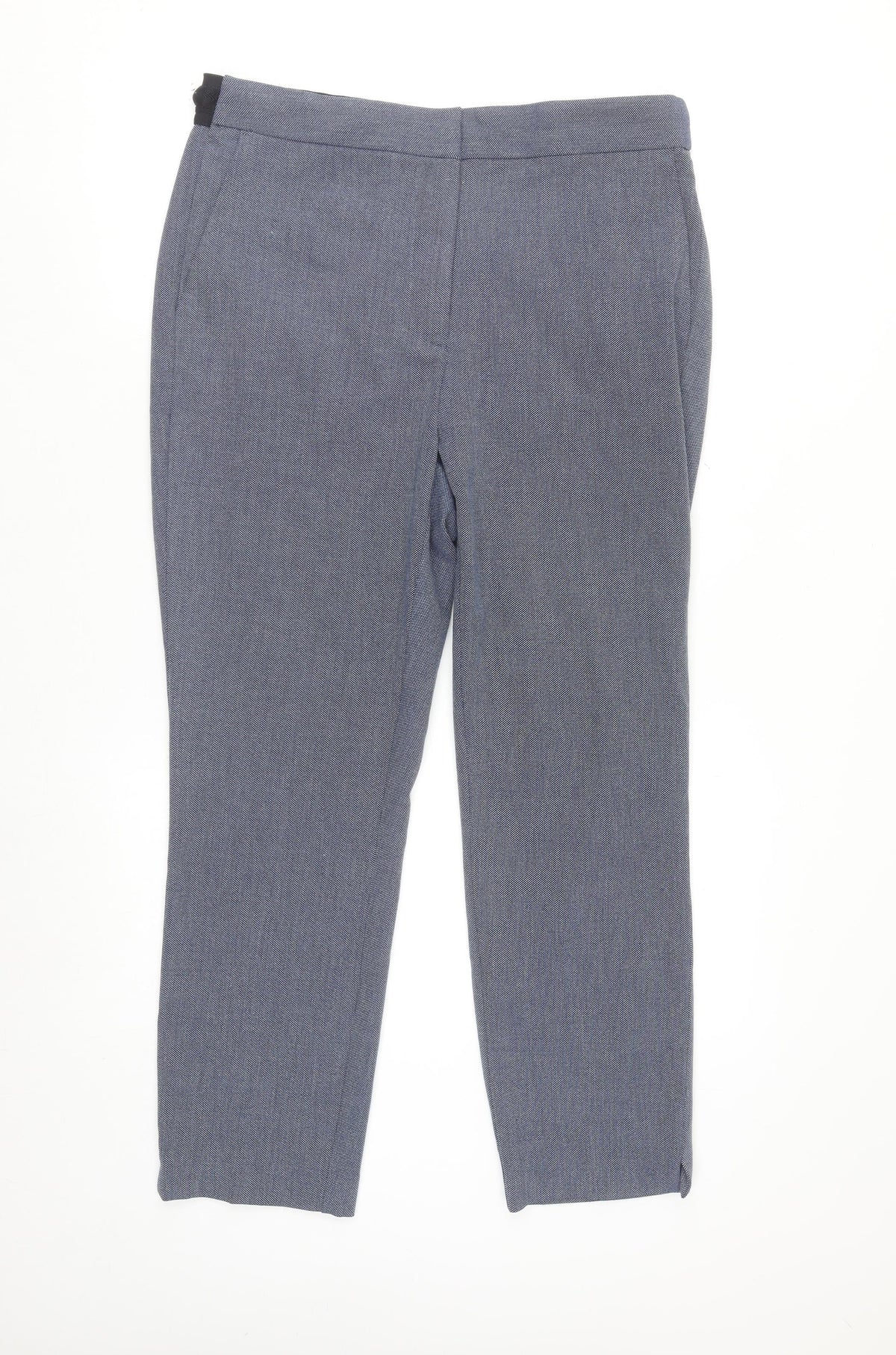 Zara Women Blue Slim Fit Cropped Tapered Trousers Size XL