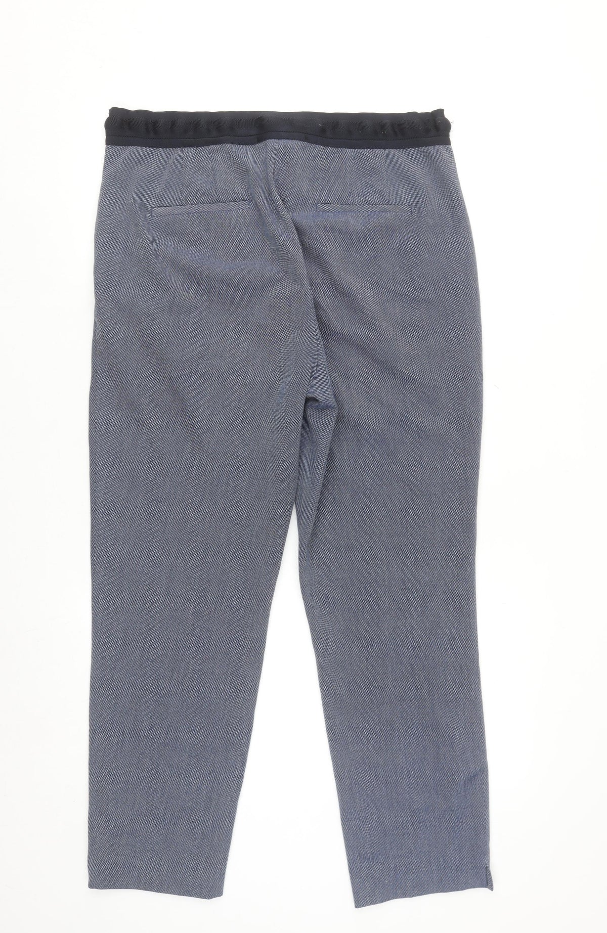 Zara Women Blue Slim Fit Cropped Tapered Trousers Size XL