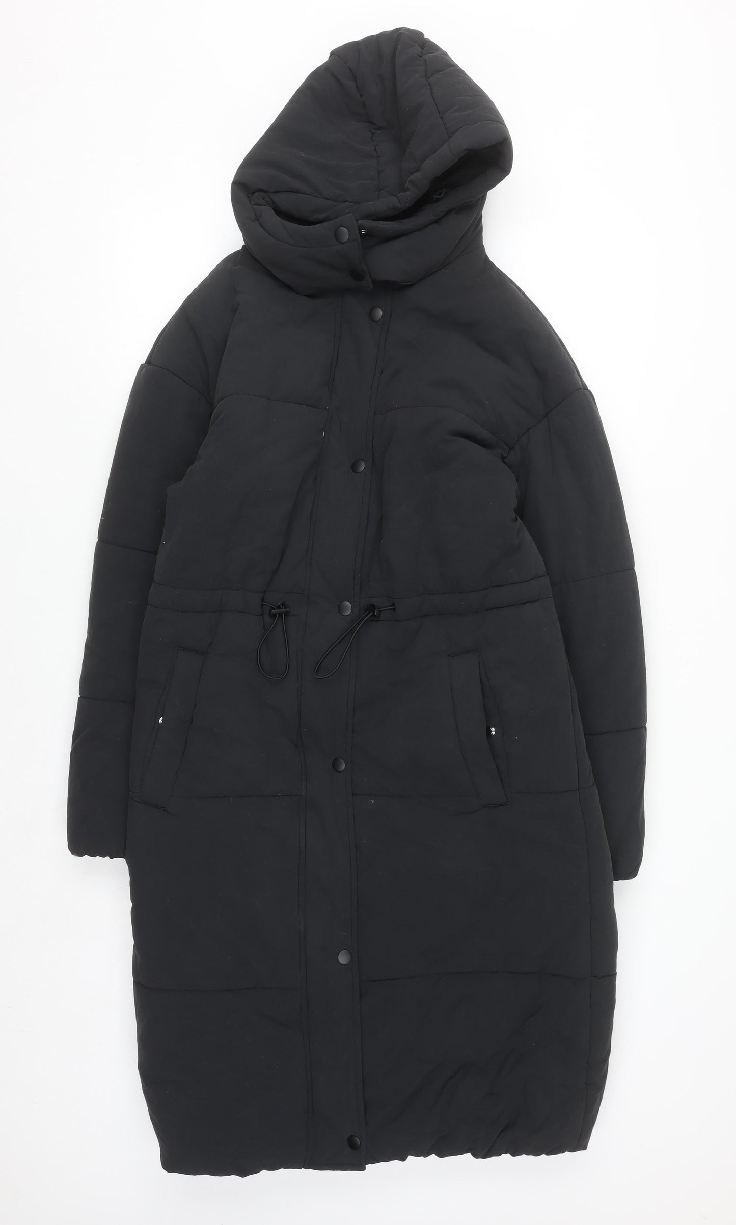 Marks and Spencer Women's Black Long Puffer Coat Size 6 Hooded Stormwear