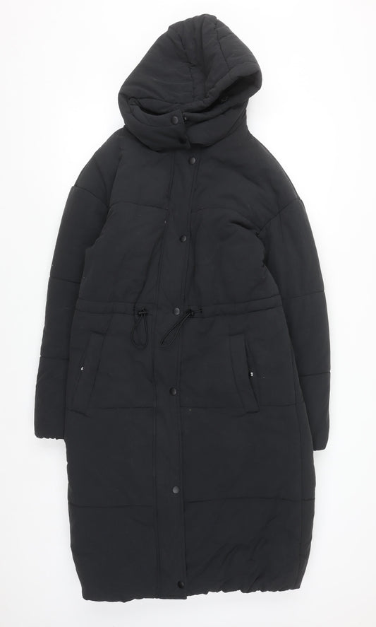 Marks and Spencer Women's Black Long Puffer Coat Size 6 Hooded Stormwear