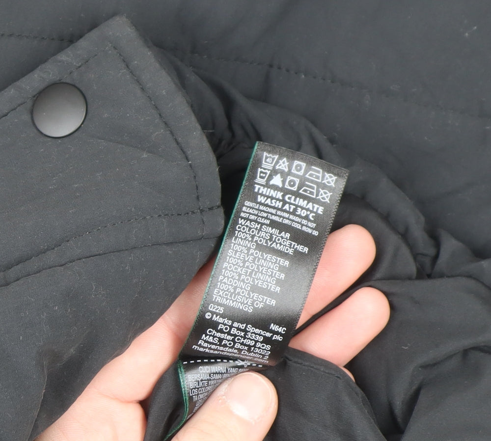 Marks and Spencer Women's Black Long Puffer Coat Size 6 Hooded Stormwear