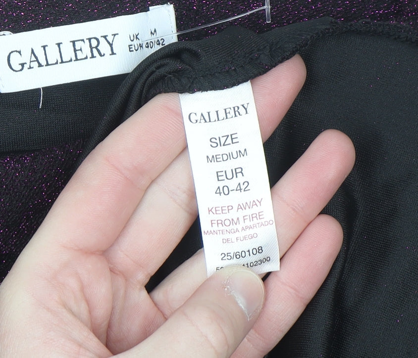 Gallery Women Purple Glitter Wrap Blouse Long Sleeve Size M