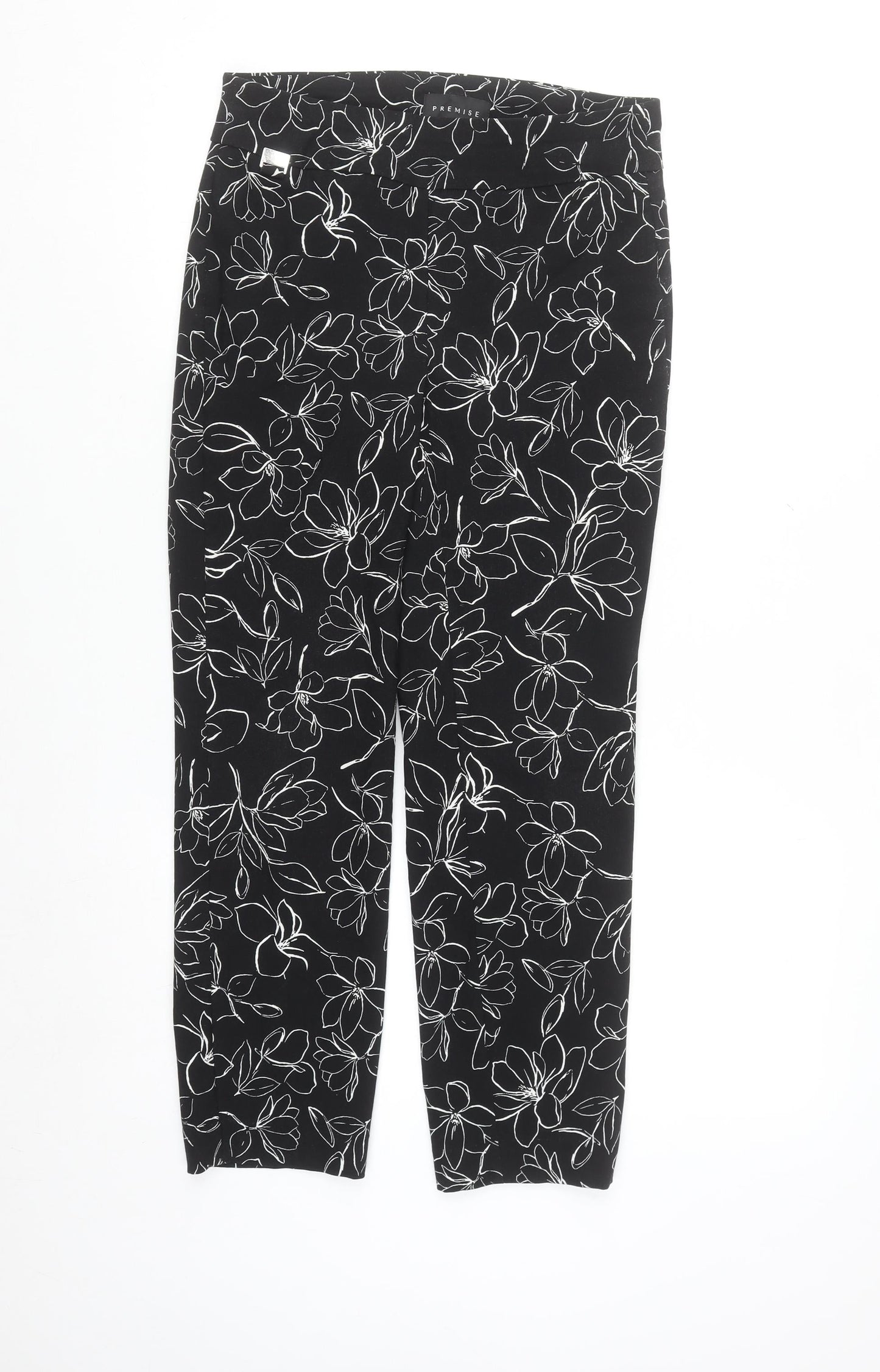 Premise Womens Black Floral Cropped Slim Trousers XS
