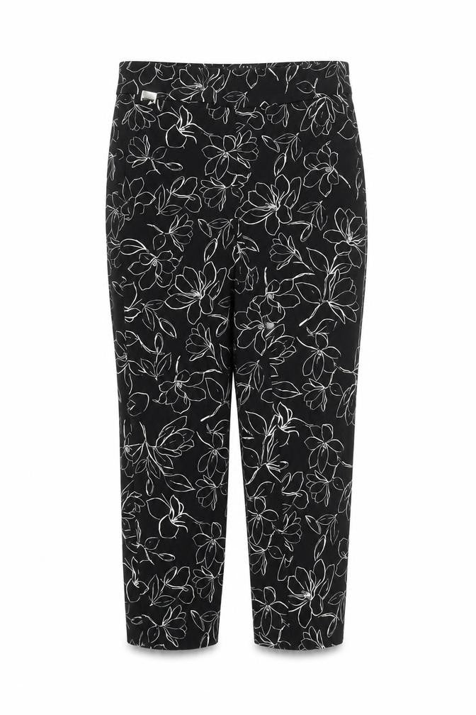 Premise Womens Black Floral Cropped Slim Trousers XS