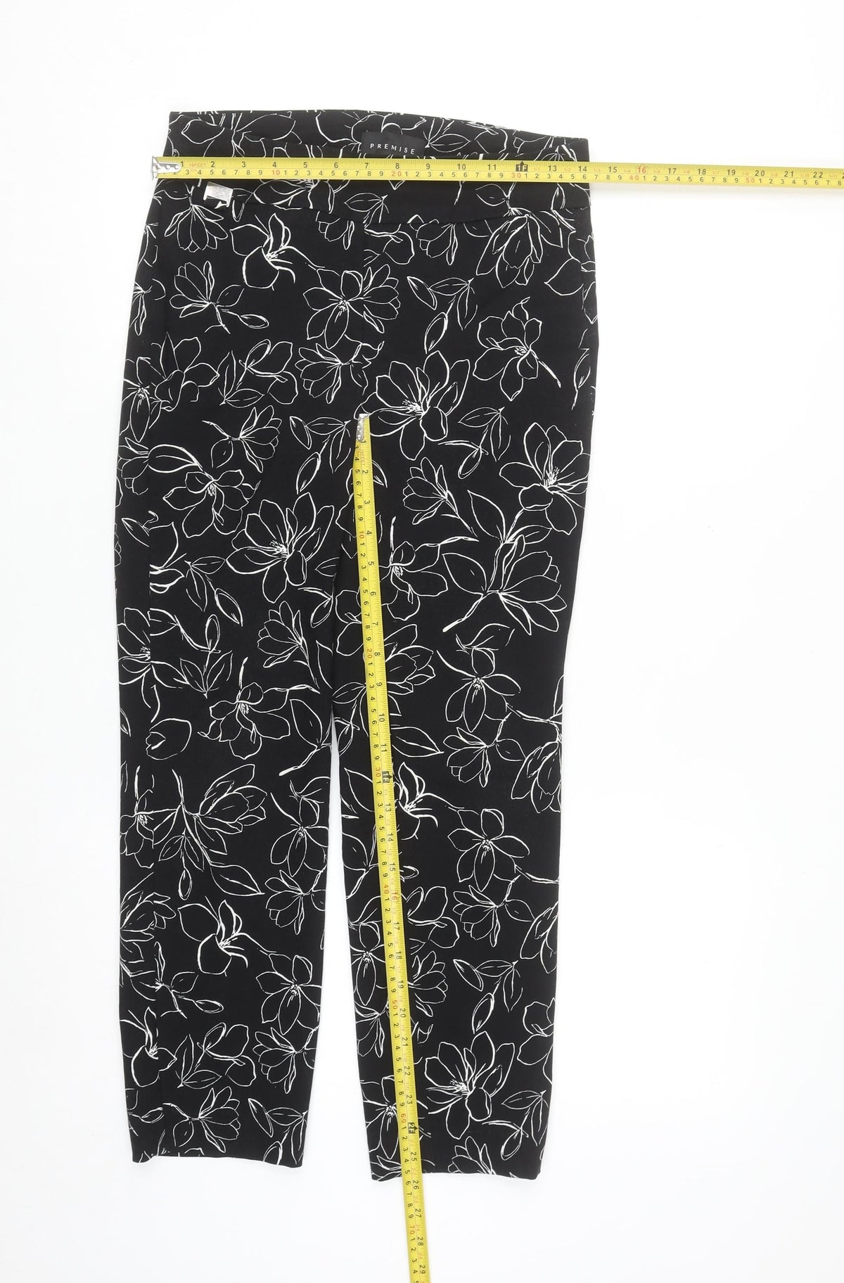 Premise Womens Black Floral Cropped Slim Trousers XS