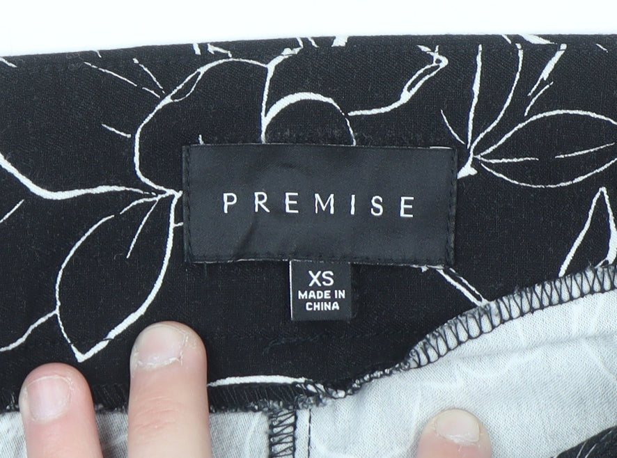 Premise Womens Black Floral Cropped Slim Trousers XS