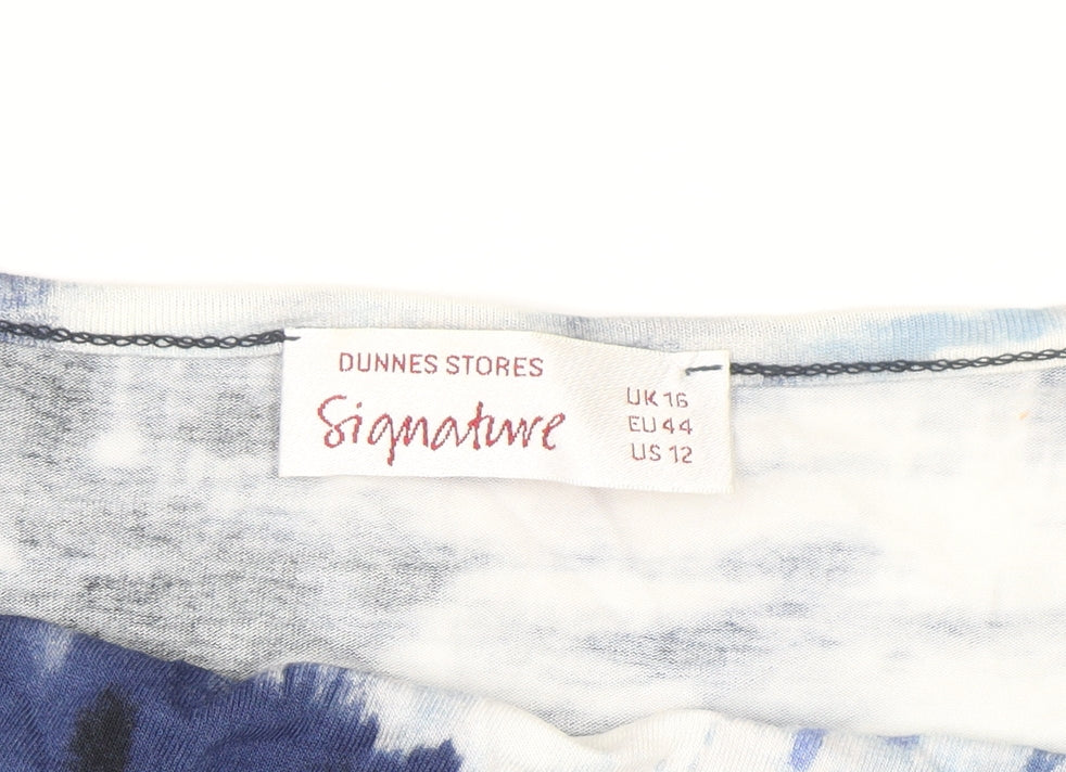 Dunnes Stores Signature Blue Abstract Viscose Tunic Top Women’s UK 16