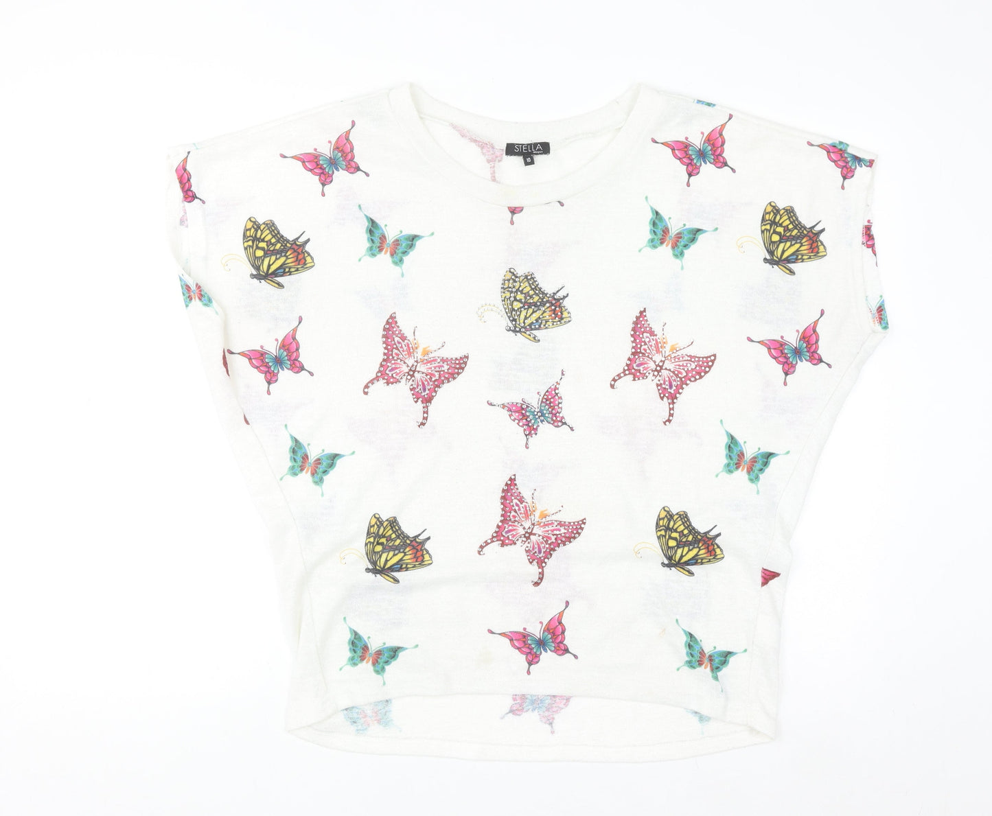 Stella Morgan Womens White Butterfly Print Pullover Jumper Size 10