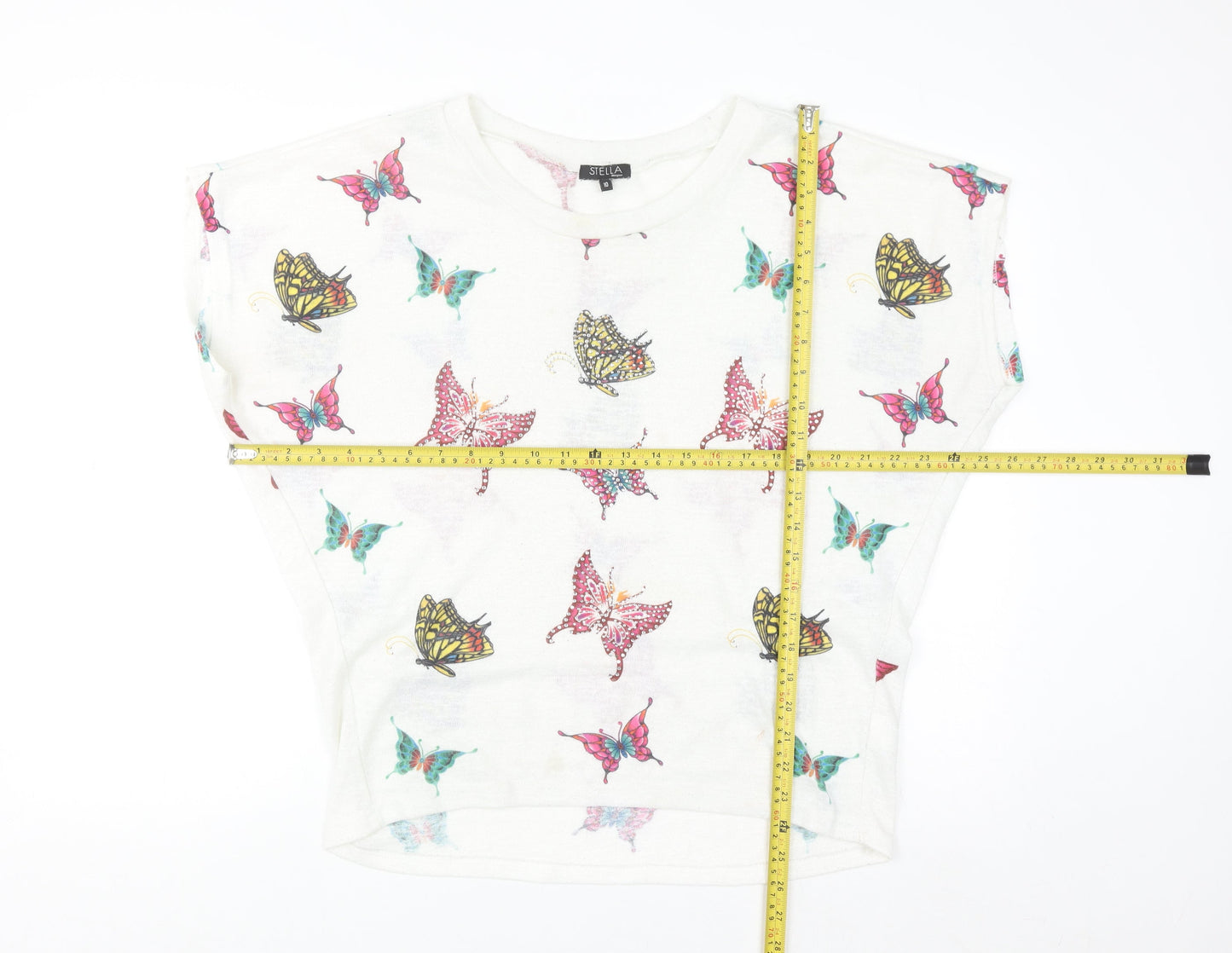 Stella Morgan Womens White Butterfly Print Pullover Jumper Size 10