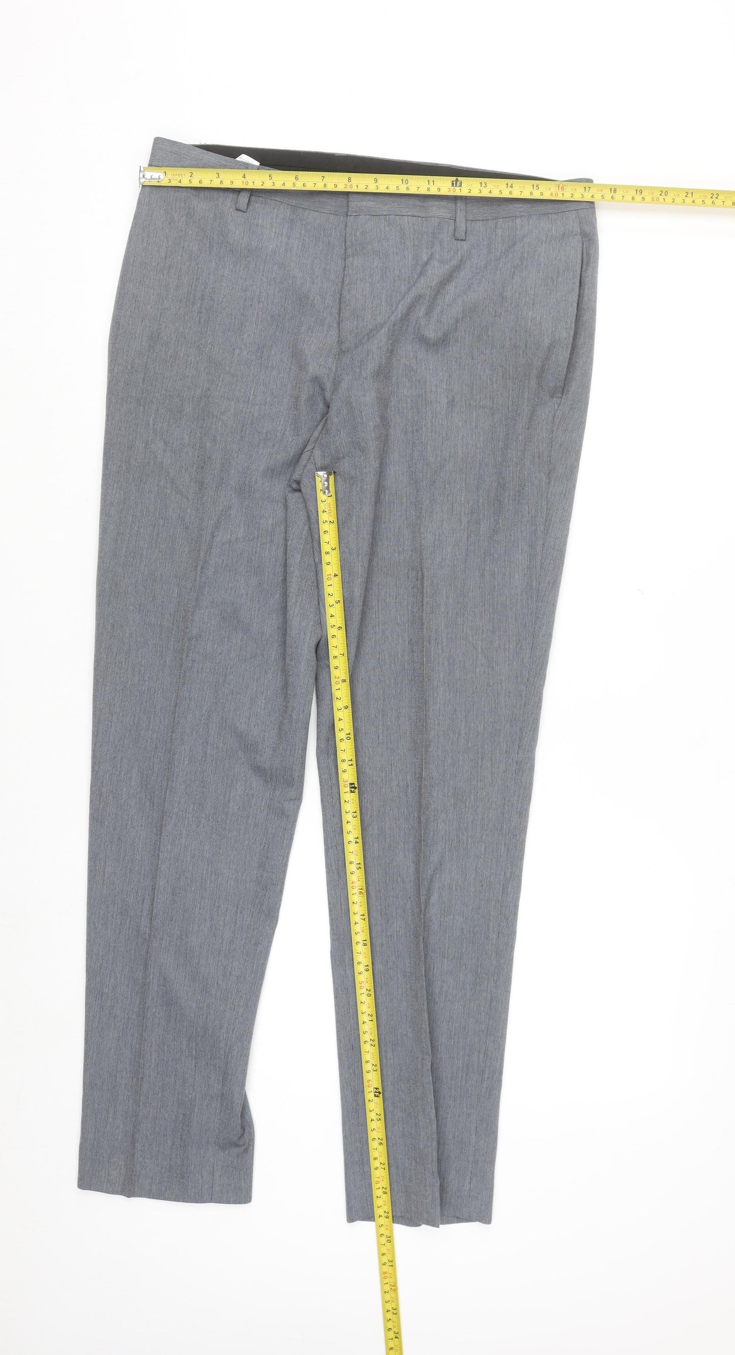 Burton Mens Grey Regular Fit Dress Trousers 34W Smart Work Pants