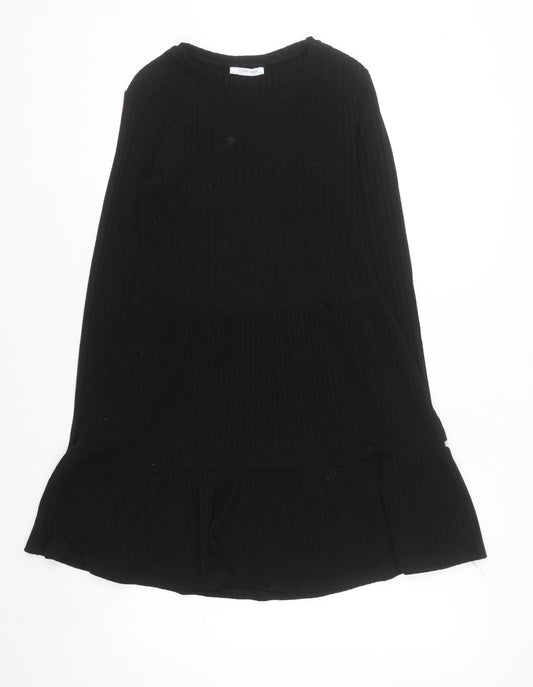 Zara Women Black Long Sleeve Skater Dress Size S