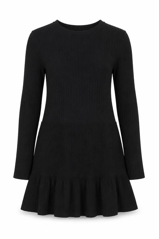 Zara Women Black Long Sleeve Skater Dress Size S