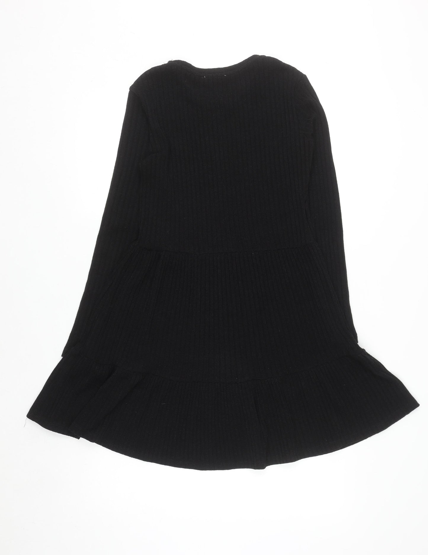 Zara Women Black Long Sleeve Skater Dress Size S