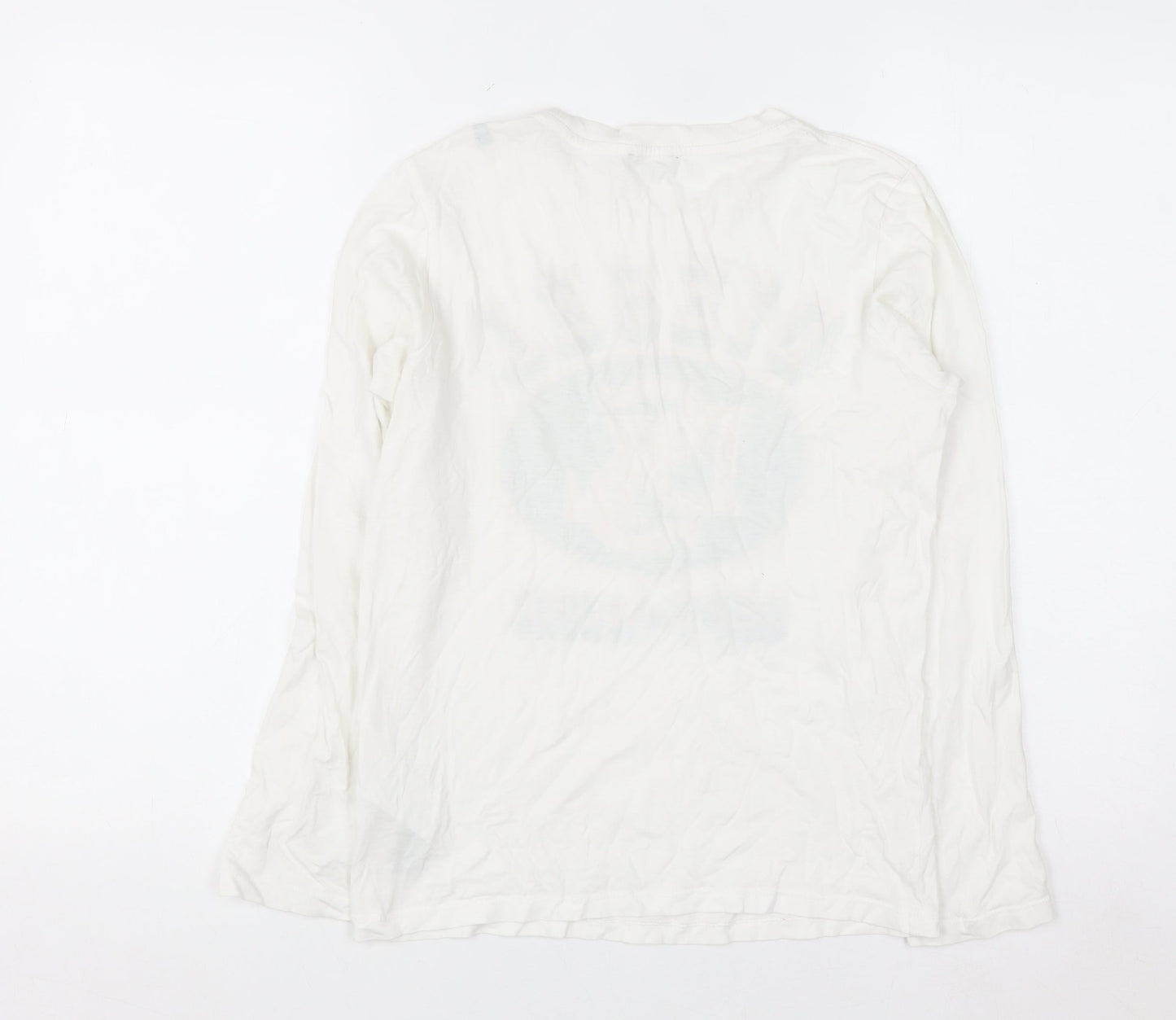 Diesel Women's White Long Sleeve Cotton Graphic T-Shirt Size 12
