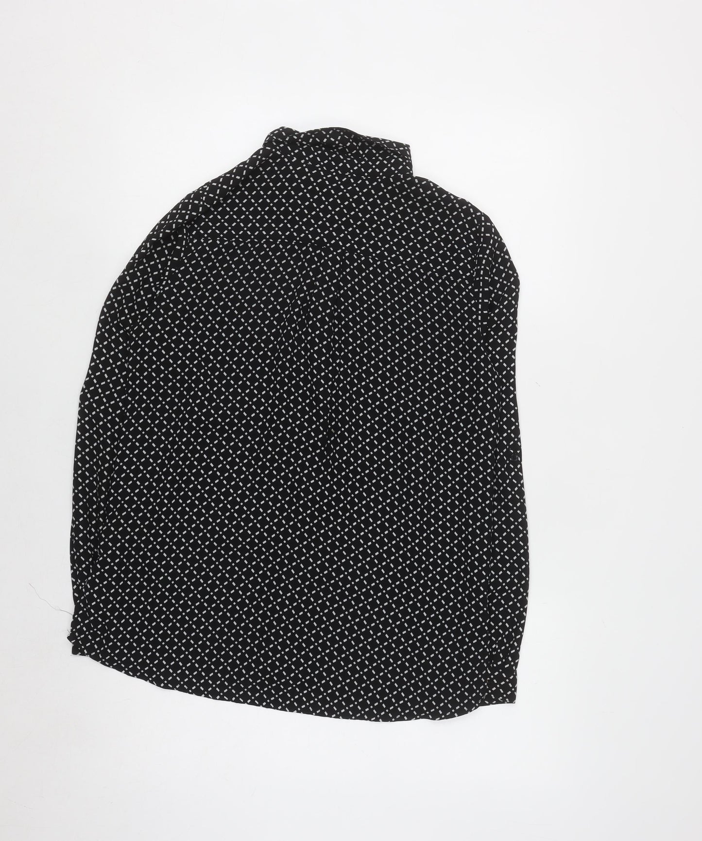 Esmara Women's Black Geometric Long Sleeve Button-Up Shirt Size 12