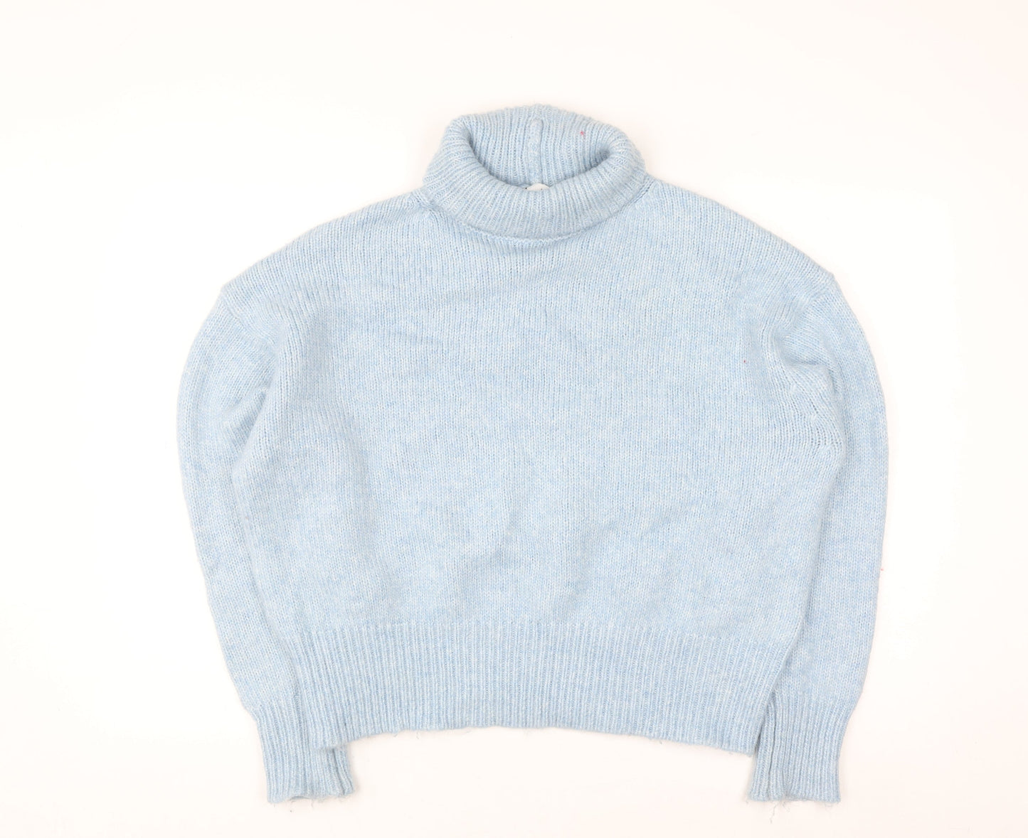 Zara Women Blue Roll Neck Long Sleeve Knit Jumper Size S