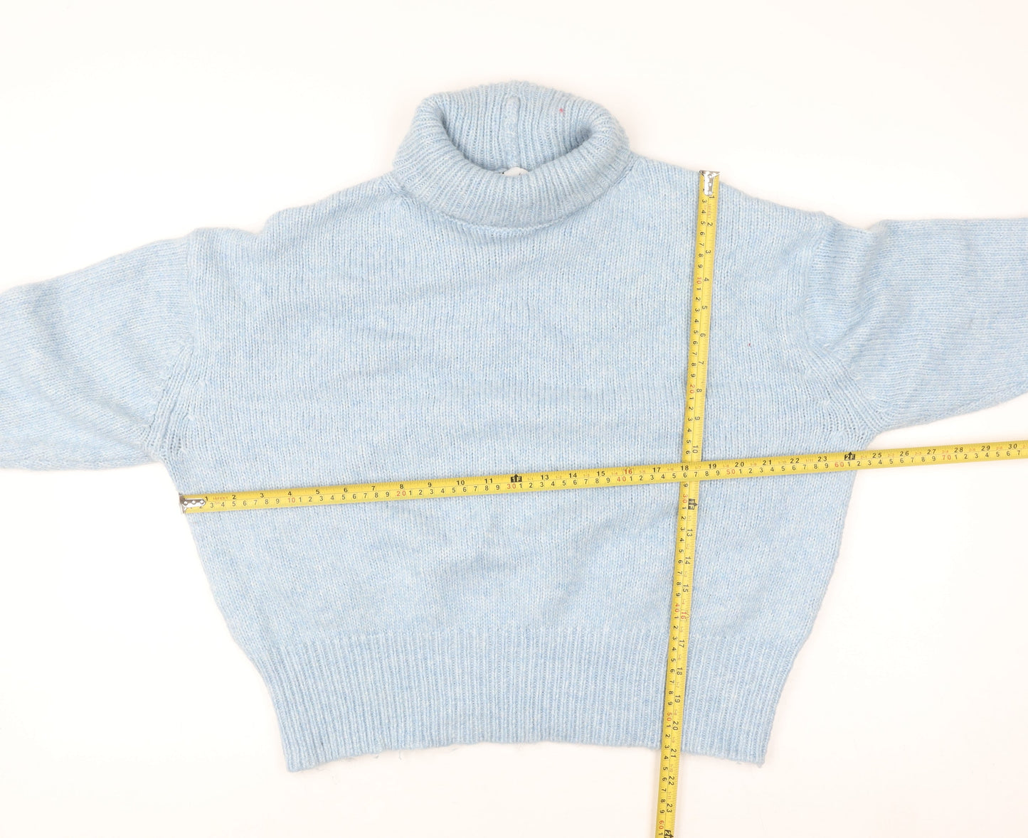 Zara Women Blue Roll Neck Long Sleeve Knit Jumper Size S