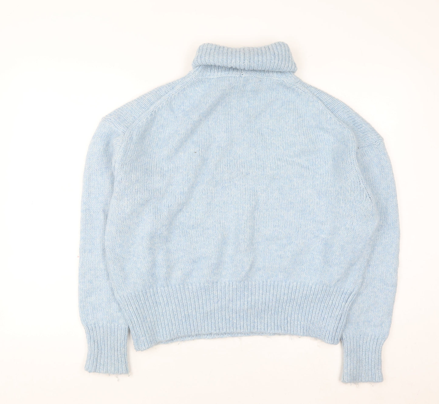 Zara Women Blue Roll Neck Long Sleeve Knit Jumper Size S