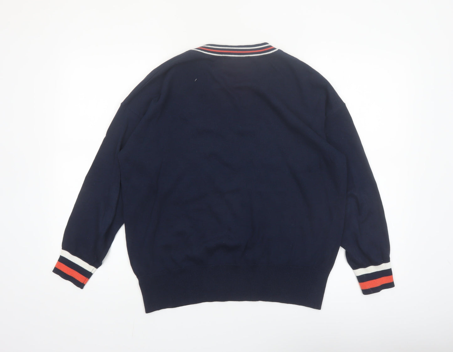 Marks and Spencer Women Blue V-Neck Cotton Jumper Size M
