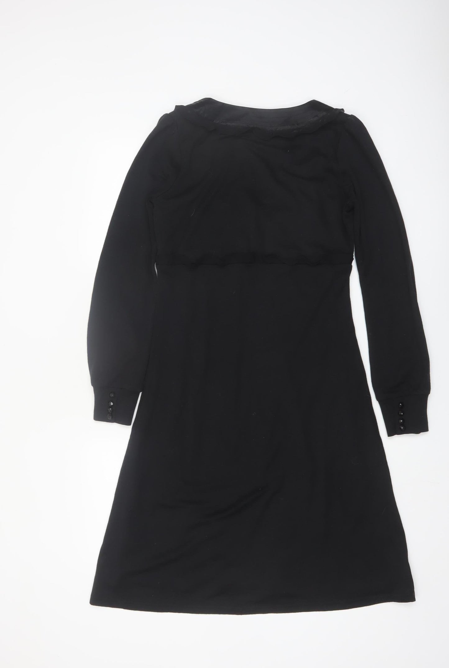 InWear Women's Black V-Neck Long Sleeve Knee Length A-Line Dress S