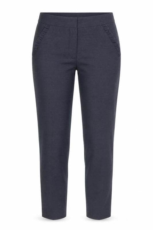 Zara Women Blue XS Slim Fit Trousers with Ruffle Pockets