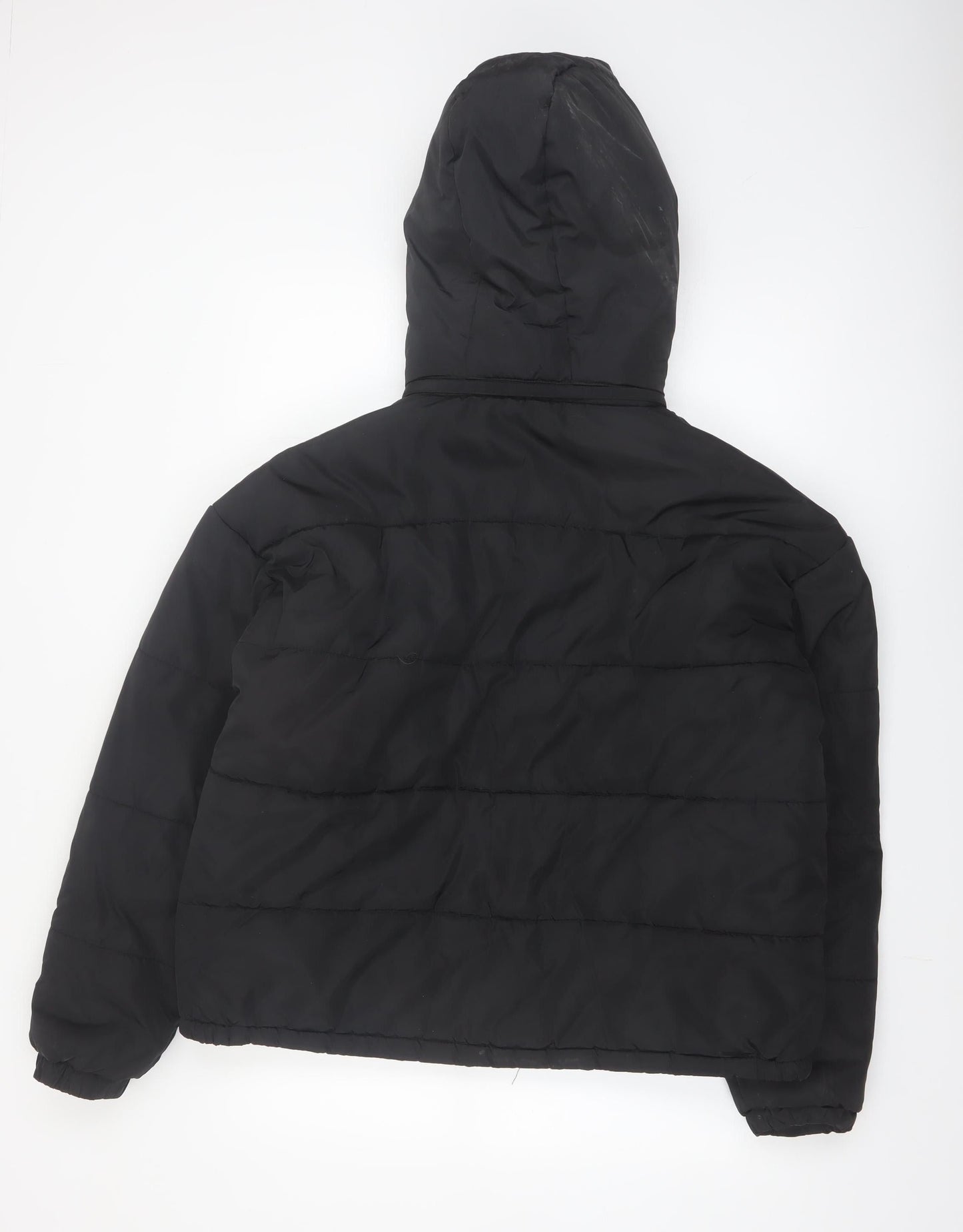Boohoo Women’s Black Puffer Jacket Hooded Size 14 Winter Coat