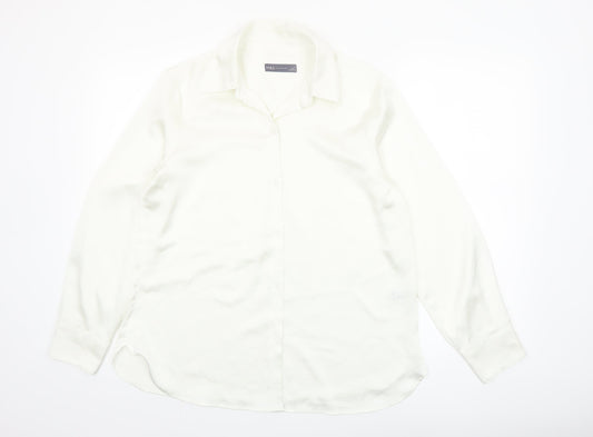 Marks and Spencer Women's Ivory Size 12 Long Sleeve Button-Up Shirt