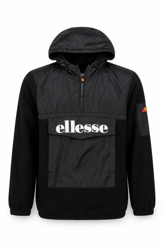 Ellesse Men’s Black Pullover Hoodie M Graphic Logo 1/4 Zip Fleece