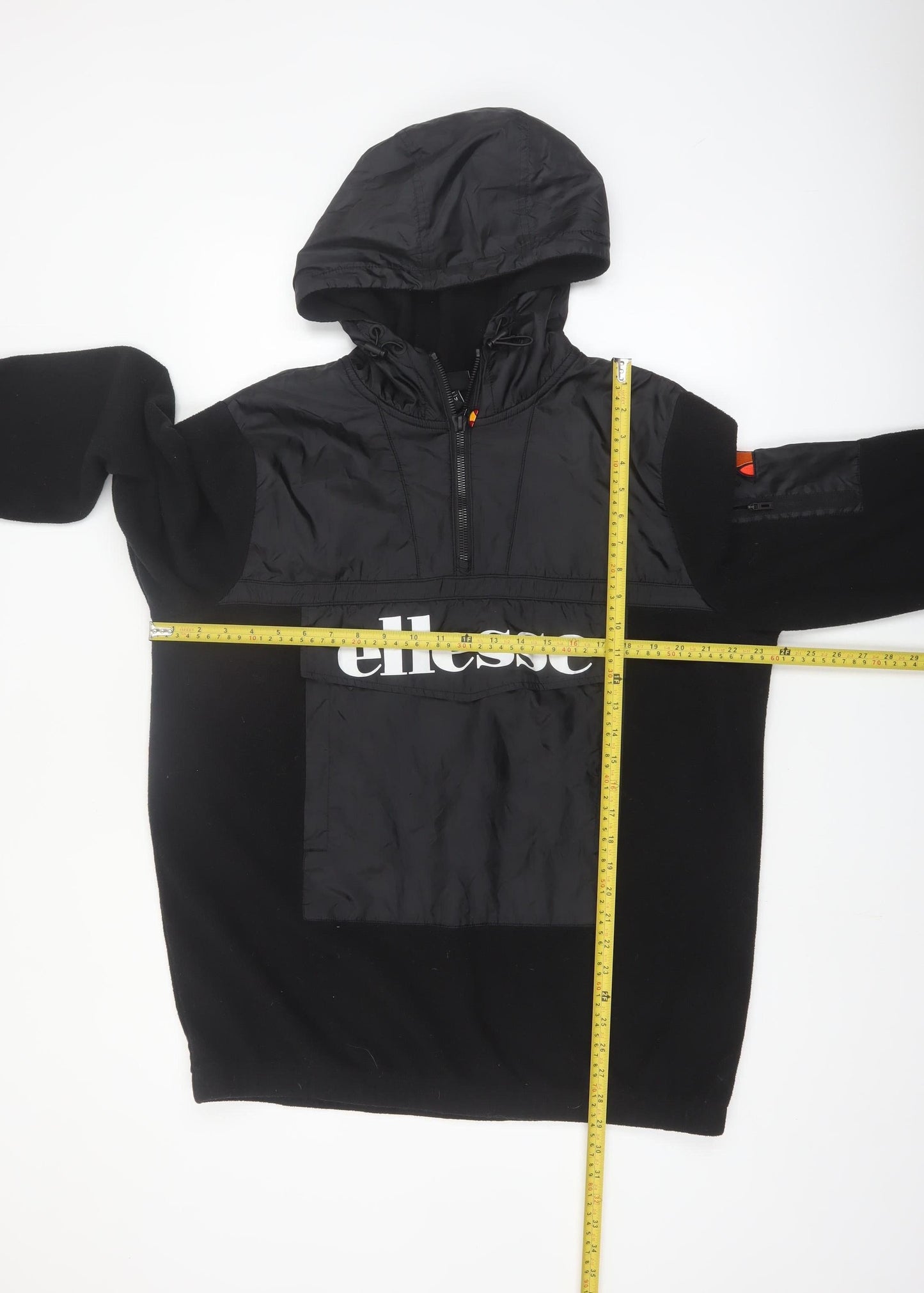 Ellesse Men’s Black Pullover Hoodie M Graphic Logo 1/4 Zip Fleece