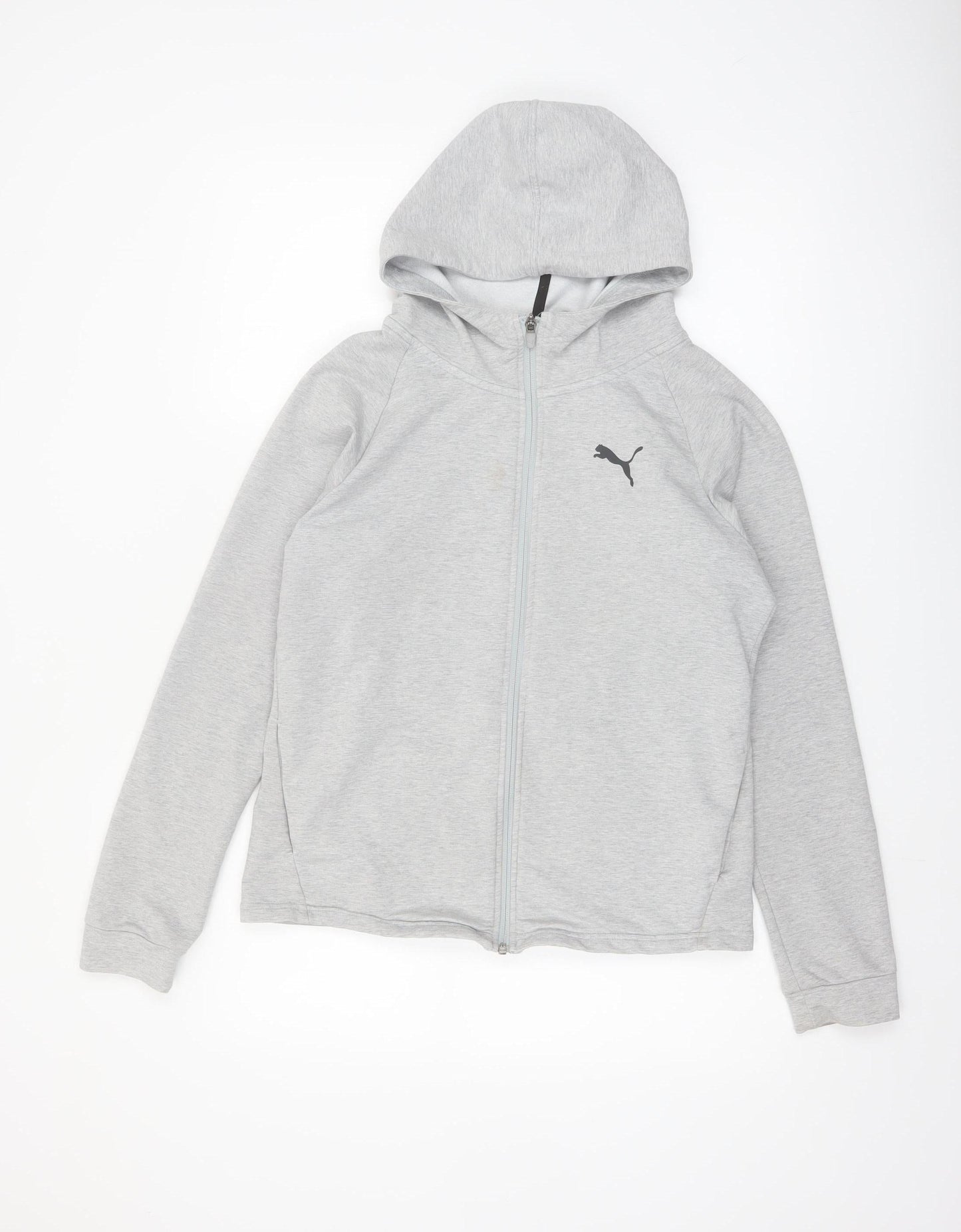 Puma Women Grey Full Zip Hoodie Size 12 Cotton Blend