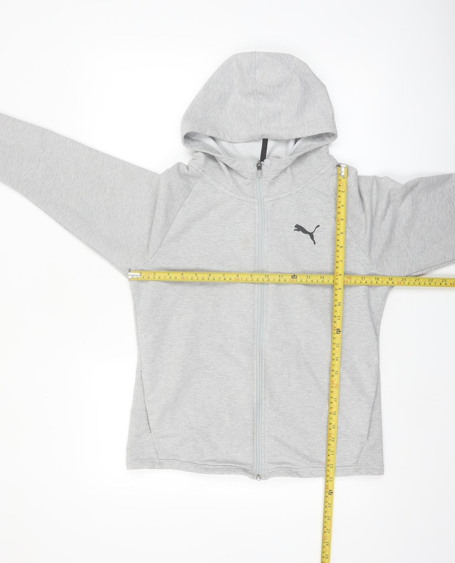 Puma Women Grey Full Zip Hoodie Size 12 Cotton Blend