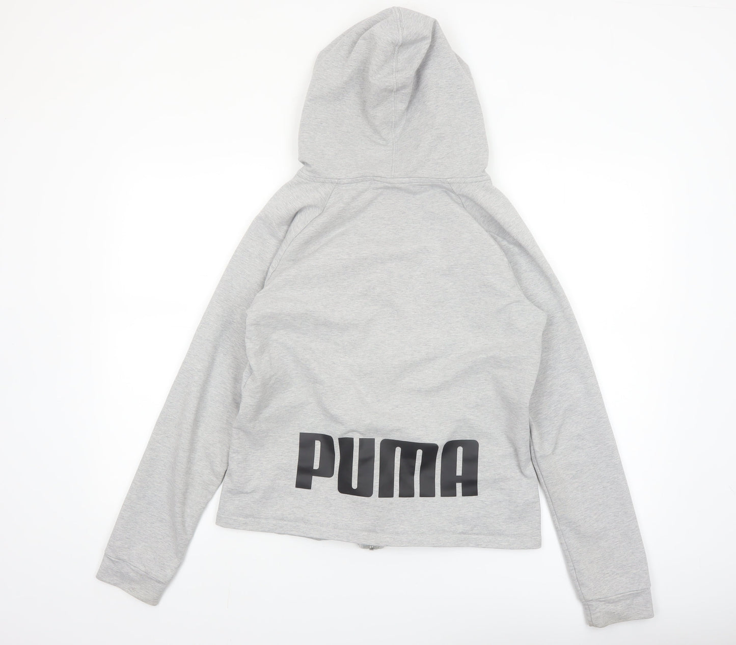 Puma Women Grey Full Zip Hoodie Size 12 Cotton Blend