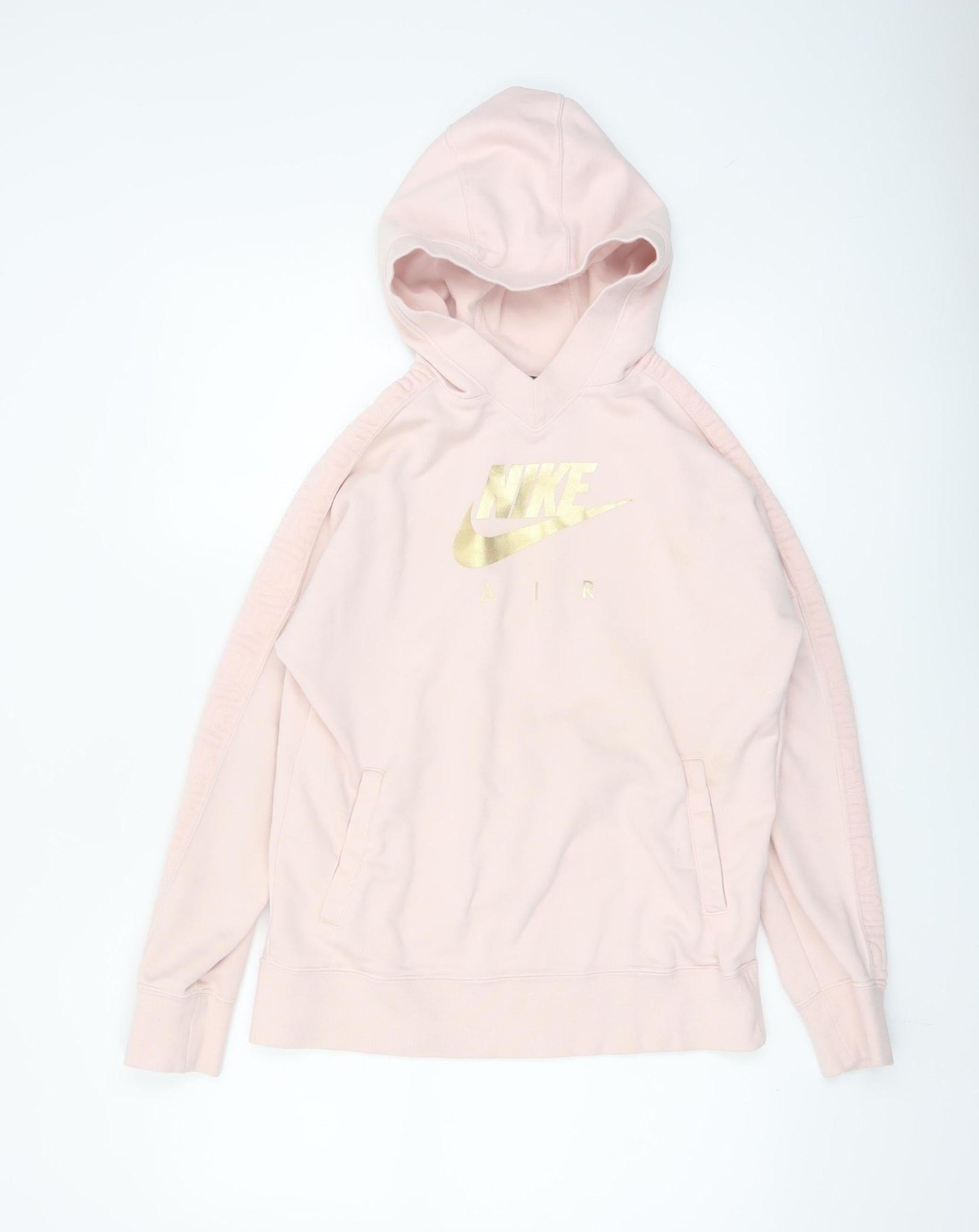 Nike Girls Pink Gold Logo Pullover Hoodie XL 14-15 Years Fleece