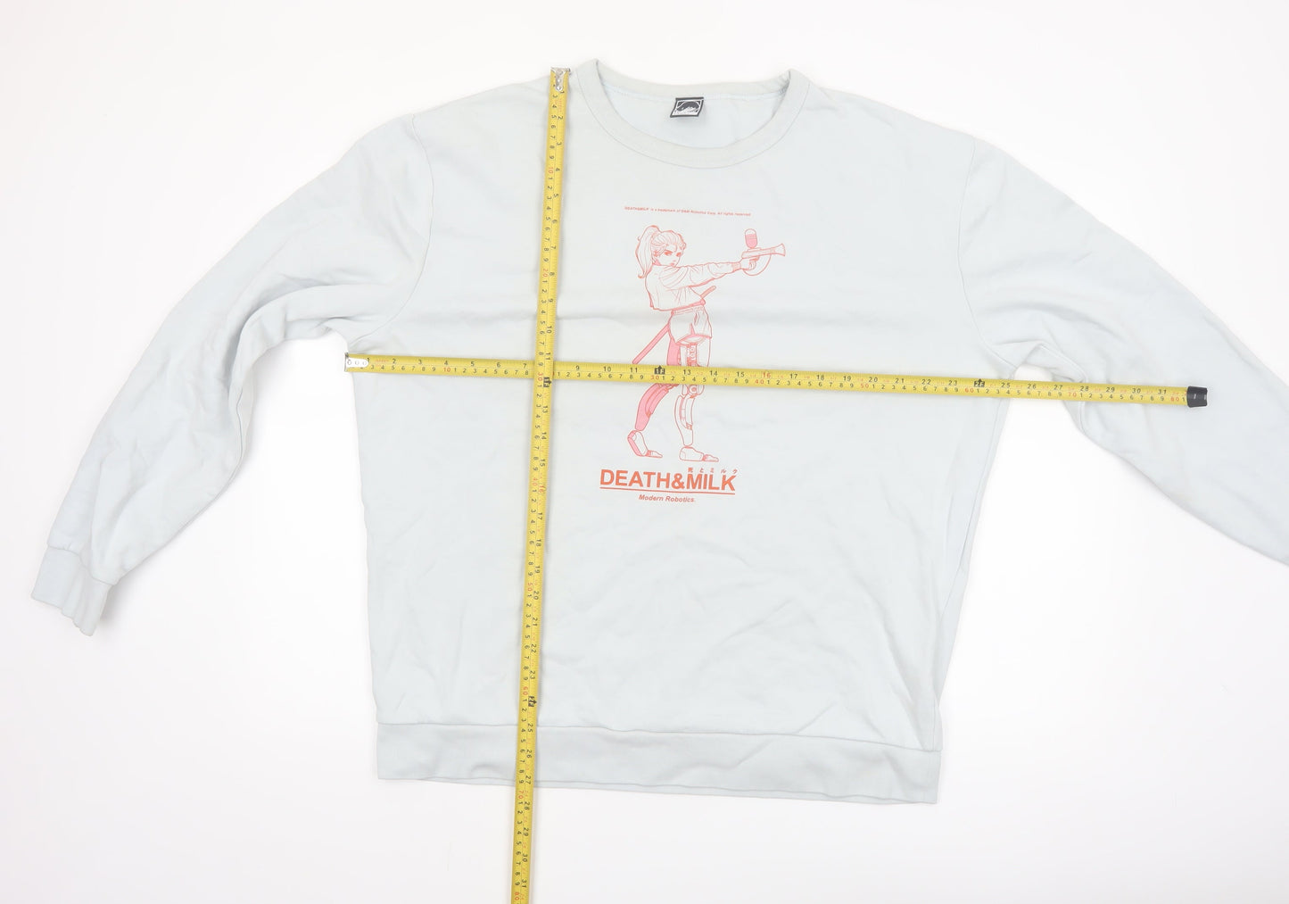 Death & Milk Men’s White Anime Graphic Sweatshirt XL