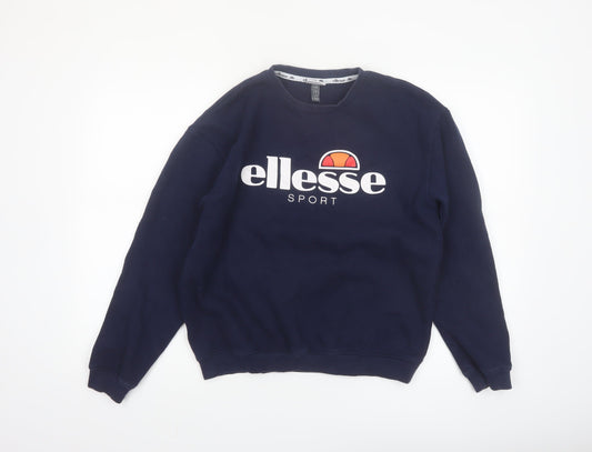 Ellesse Women Navy Blue Crew Neck Pullover Sweatshirt UK 12
