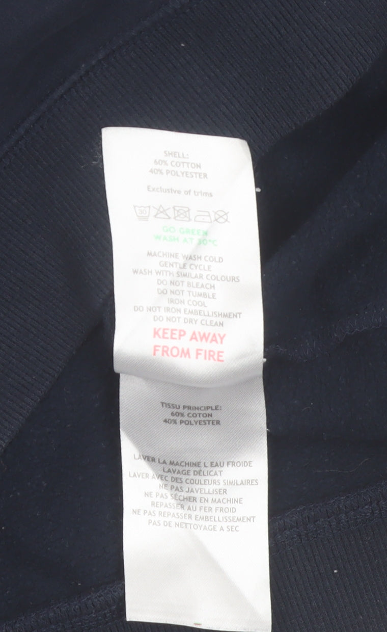 TOG24 Women Navy Blue Happy Pullover Sweatshirt Size 10 Cotton Blend