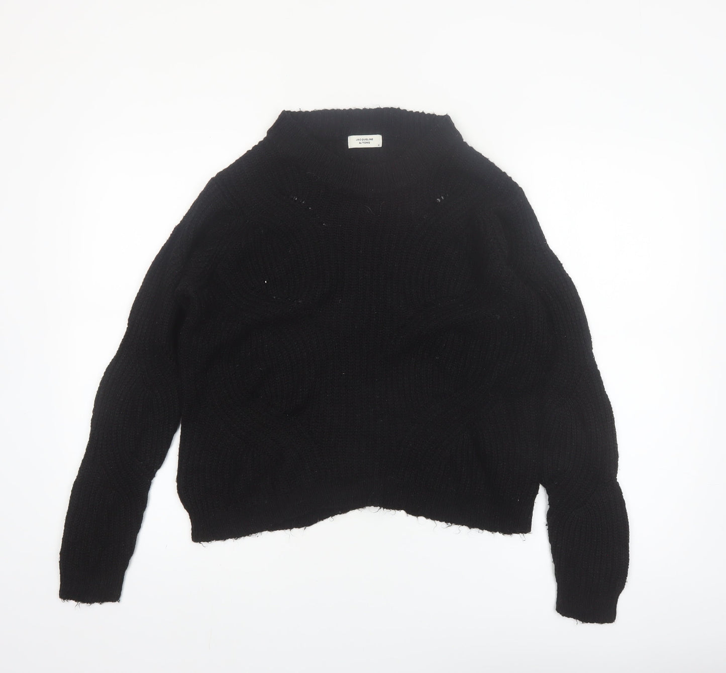 Jacqueline de Yong Women's Black Chunky Knit Pullover Jumper Size S
