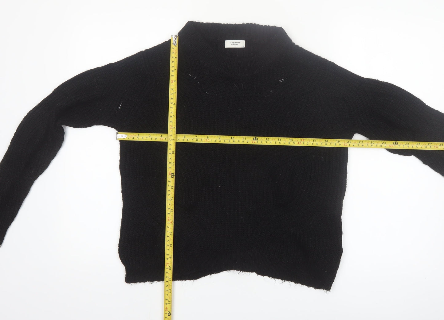 Jacqueline de Yong Women's Black Chunky Knit Pullover Jumper Size S