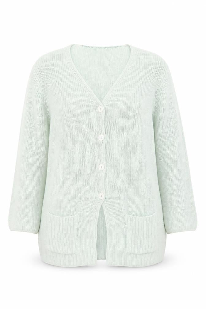 Marks & Spencer Women’s Pale Green Cotton V-Neck Long Sleeve Cardigan Size 16
