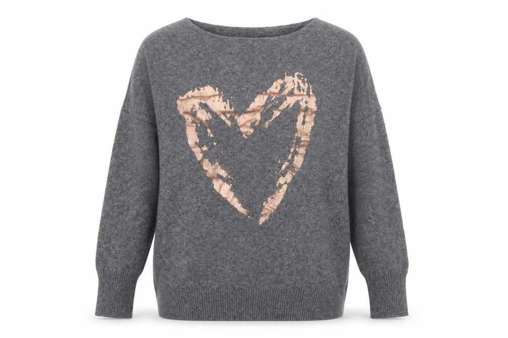 Mint Velvet Women's Grey Heart Pullover Jumper Size M