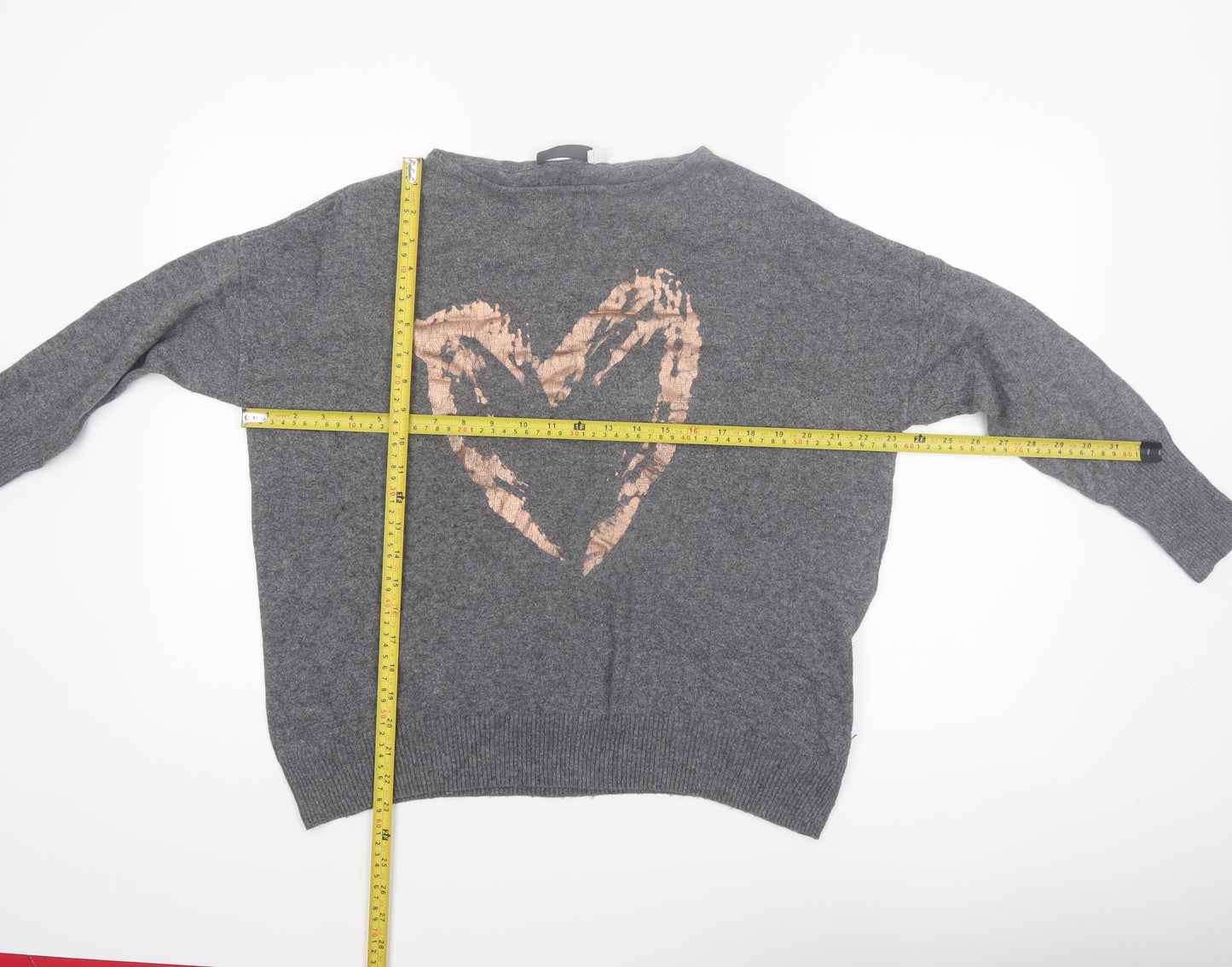 Mint Velvet Women's Grey Heart Pullover Jumper Size M