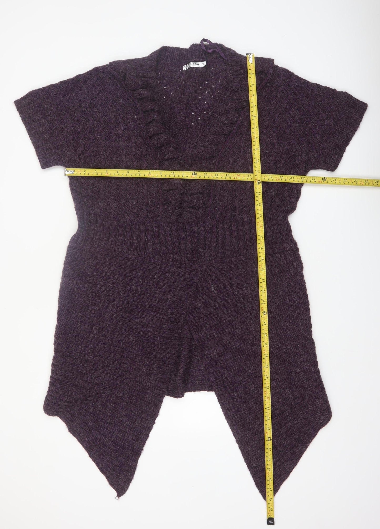 South Lodge Women's Purple Knit Ruffle Open Cardigan Size M