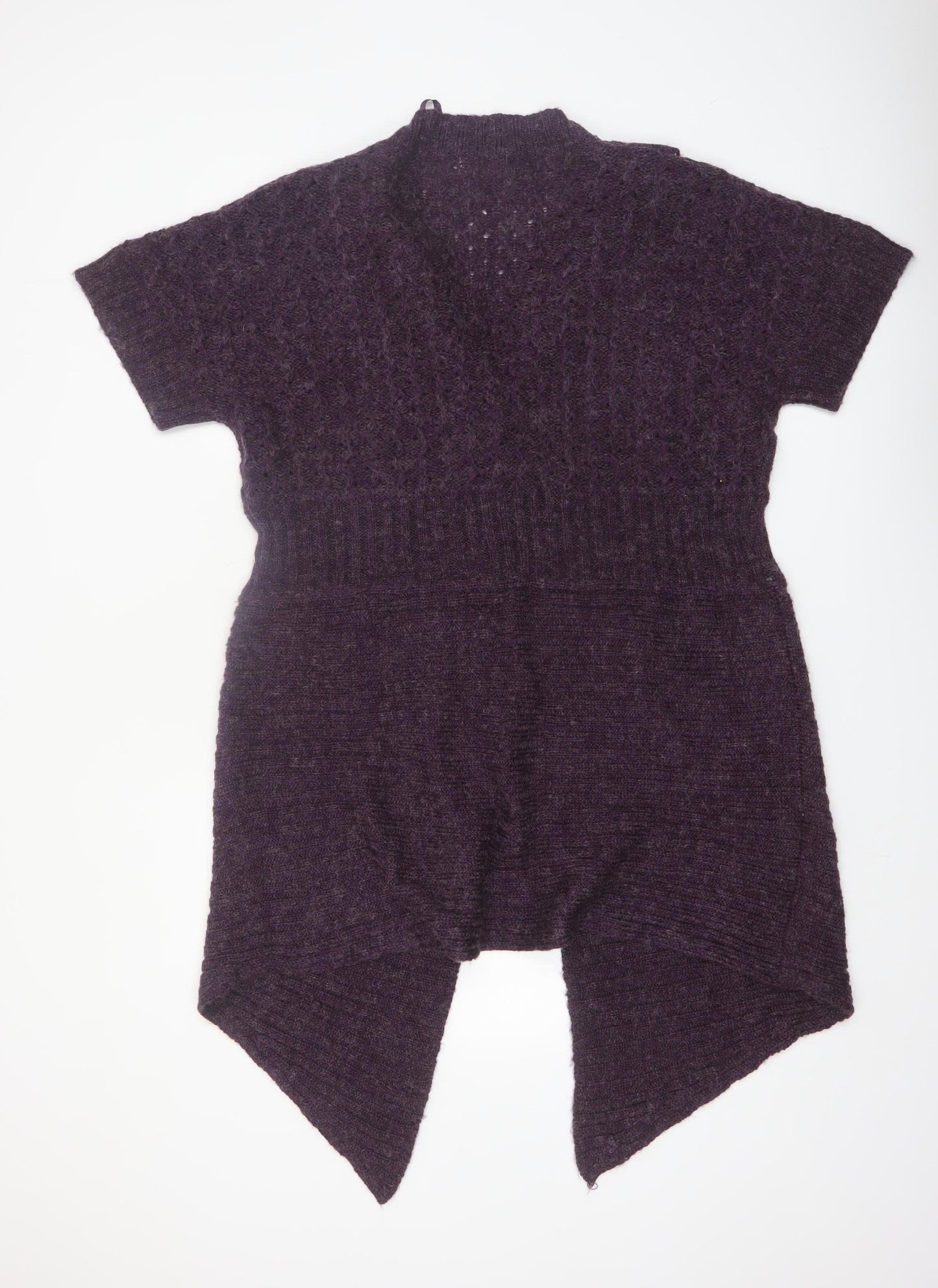 South Lodge Women's Purple Knit Ruffle Open Cardigan Size M