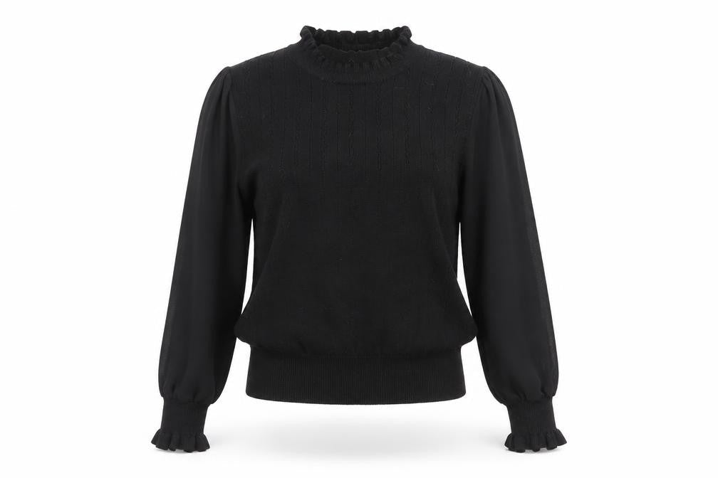 Oasis Womens Black High Neck Cable Knit Jumper Medium