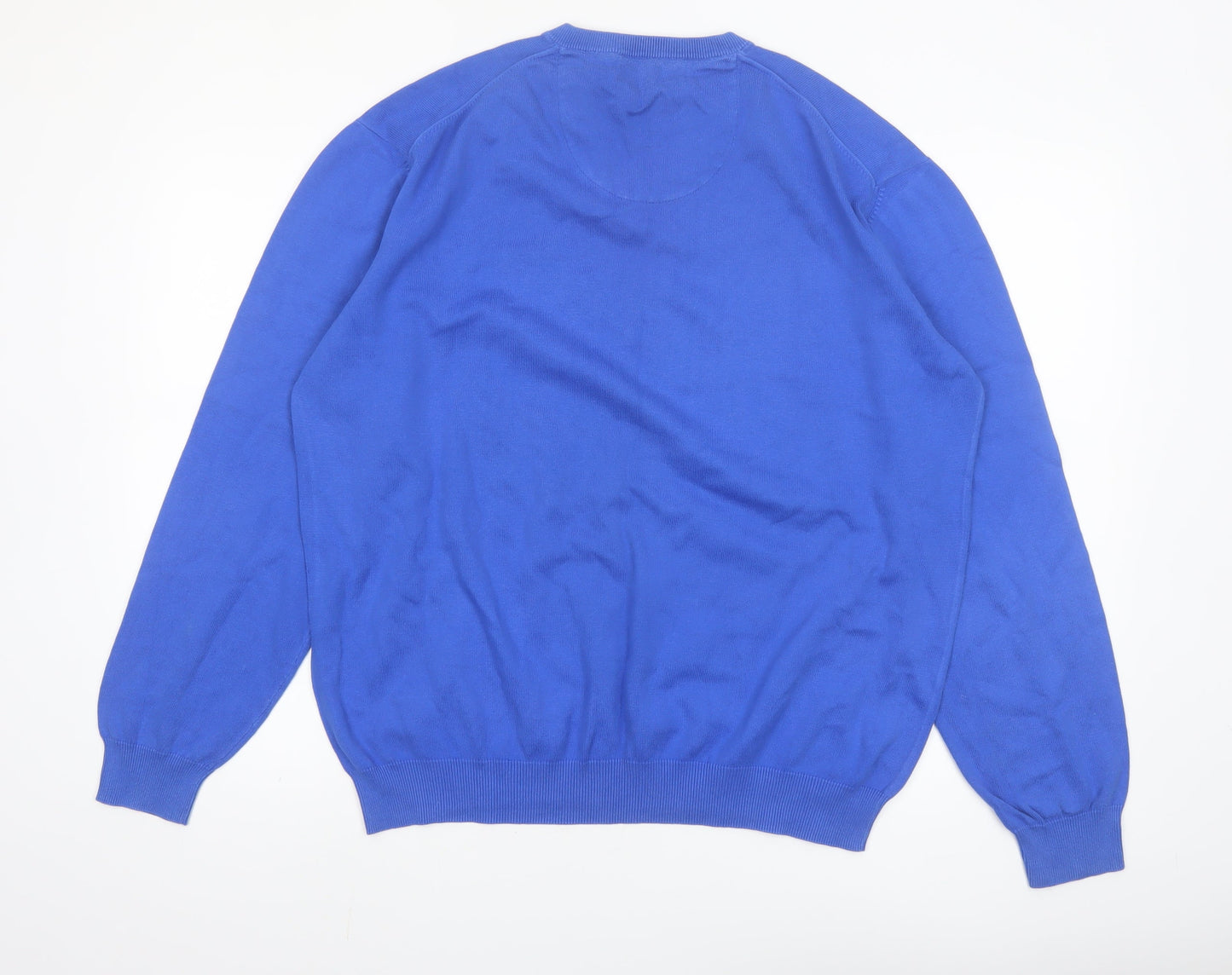 Paul Costelloe Men's Blue XL V-Neck Cotton Pullover Jumper
