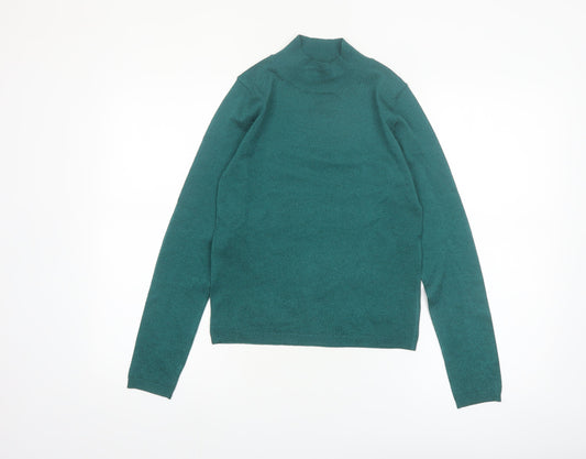 MNG Women’s Green Mock Neck Slim Fit Knit Jumper Size S