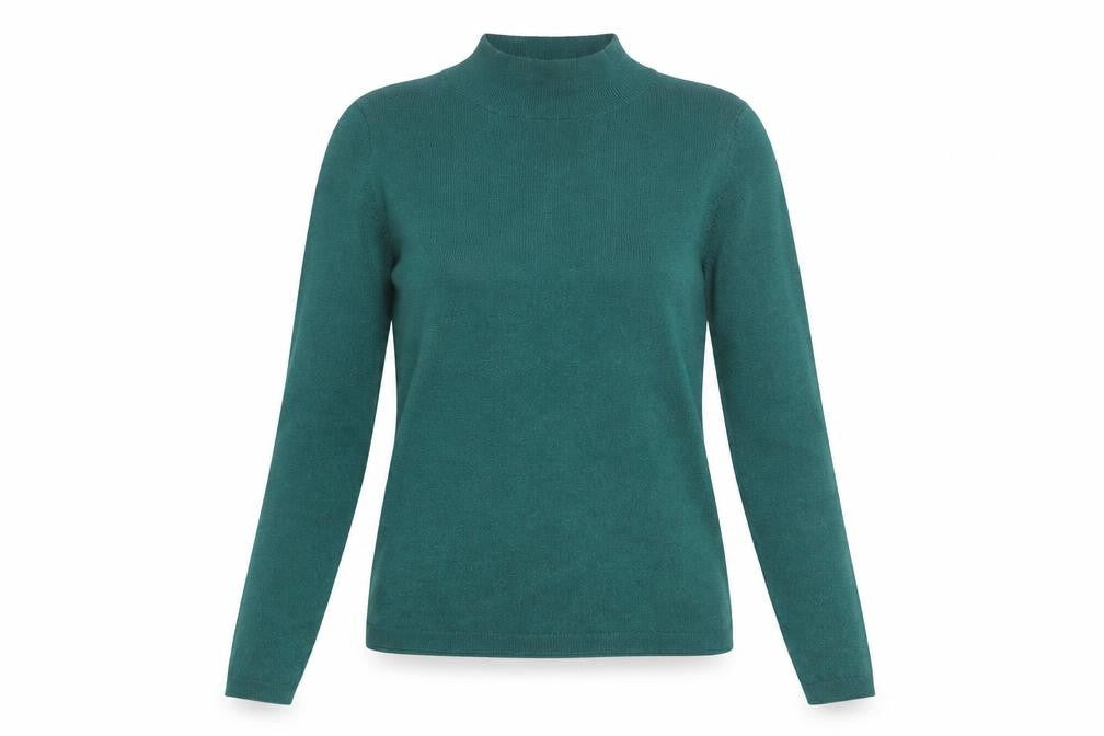 Mango Women’s Green Mock Neck Slim Fit Knit Jumper Size S