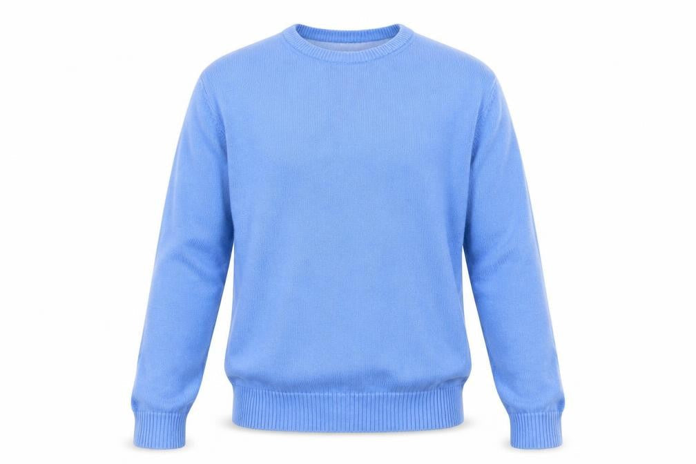 Woolovers Men's Blue Cotton Crew Neck Pullover Jumper XL