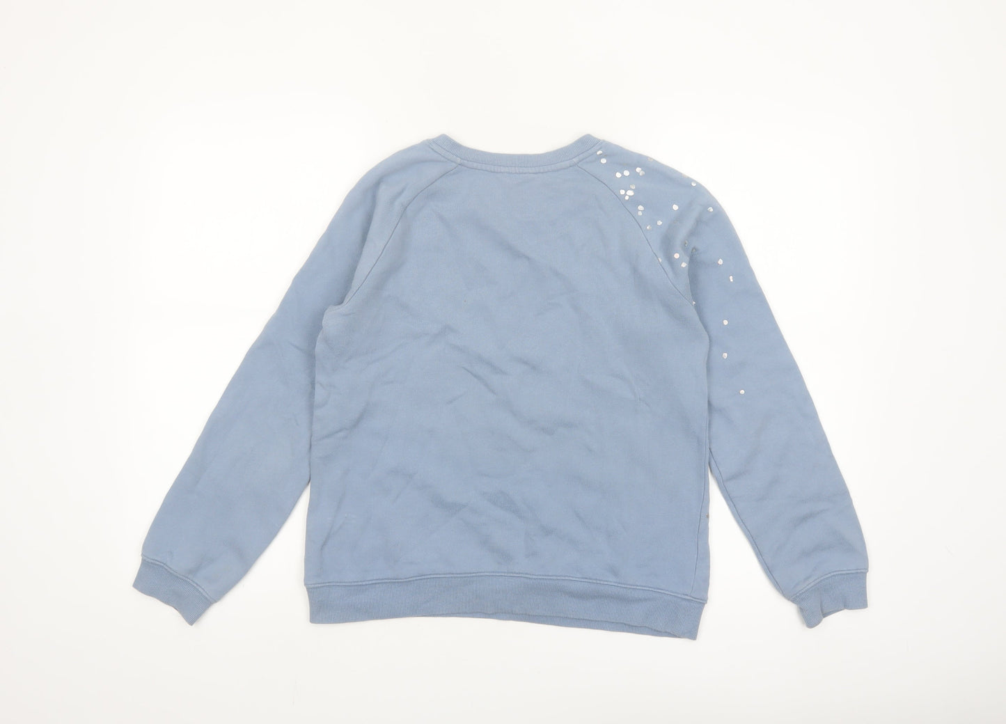Hush Women's Blue Sequin Pullover Sweatshirt XS Organic Cotton